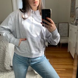 Aerie Half Zip Gray Long Sleeve Pullover Medium